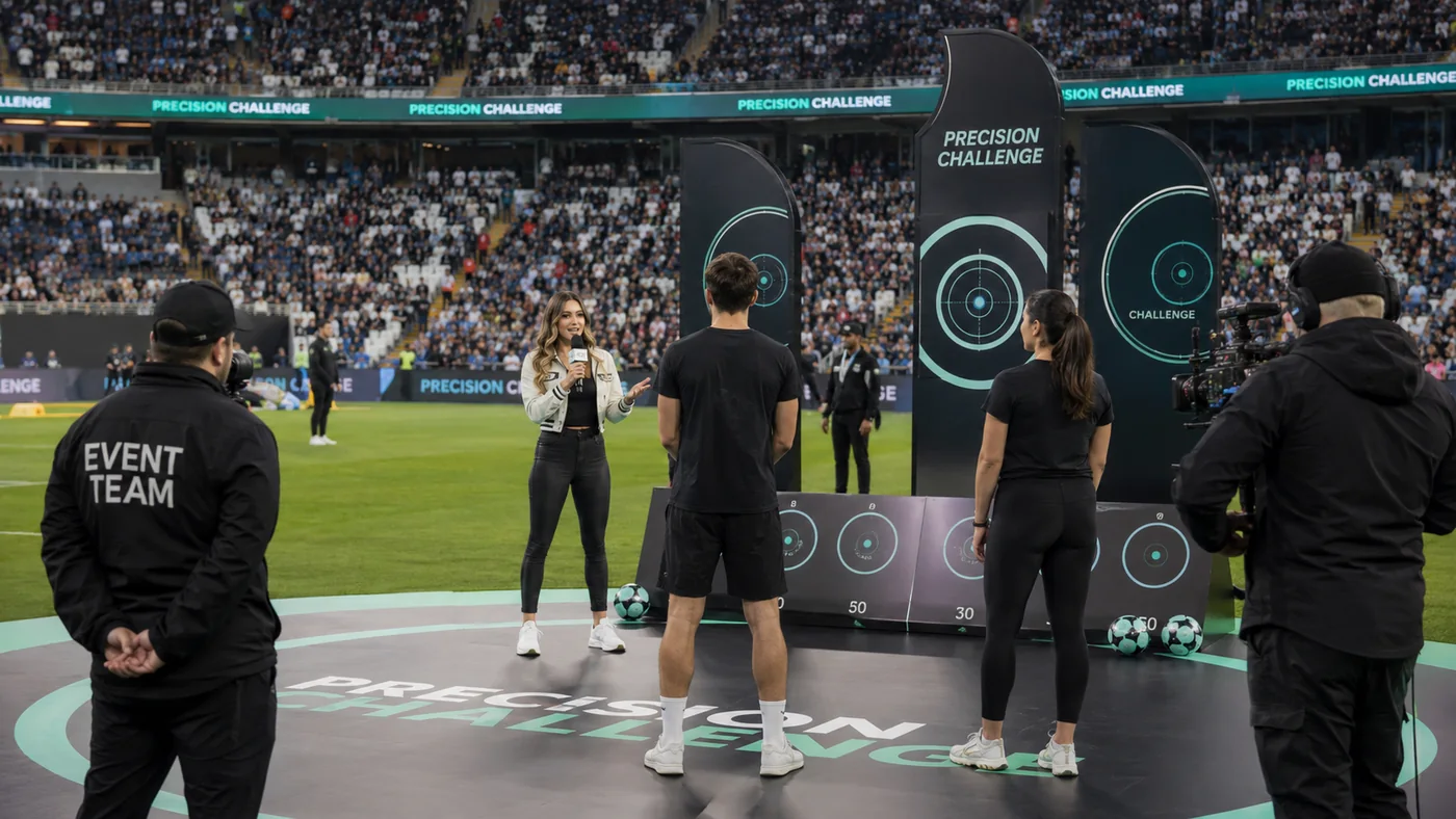 Activación de marca en el césped de un estadio